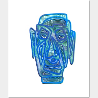 Abstract Face #8 - blue version Posters and Art